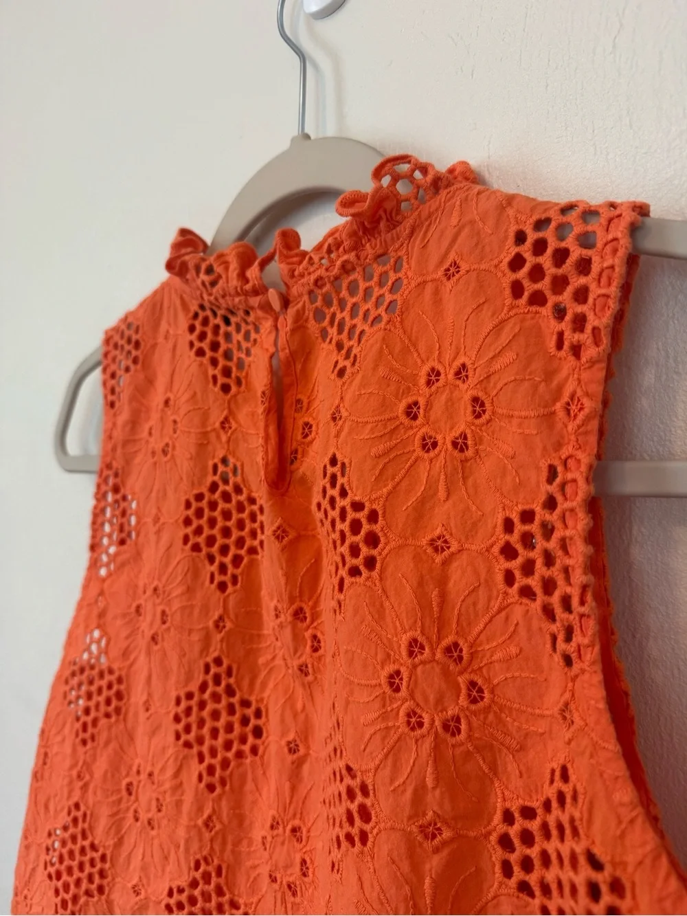 J. Crew Orange Sleeveless Eyelet Top